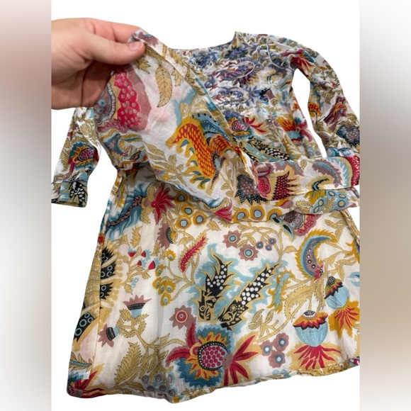 Raj Cotton Embroidered Floral Multicolor Lightweigt Tunic Top Medium - Picture 6 of 7